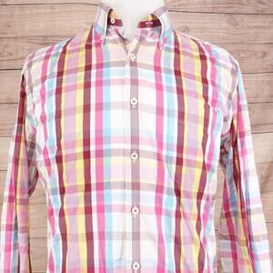 Peter Millar Shirt Mens Large Plaid Long Sleeve Button Down Weekender Casual